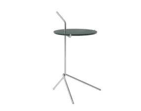 Stolík Halten SH9, polished stainless steel / Verde Guatemala Marble