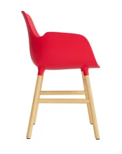 Stolička Form s podpierkami rúk, bright red/oak