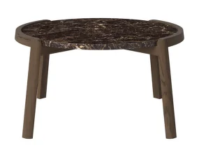 Konferenčný stolík Mix Ø65, dark oiled oak/brown marble