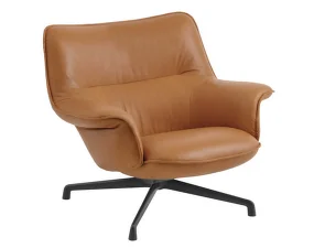 Kreslo Doze Lounge Chair Low Swivel, Refine Leather Cognac / anthracite black