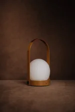 Prenosná lampa Carrie Leather Handle, golden brown