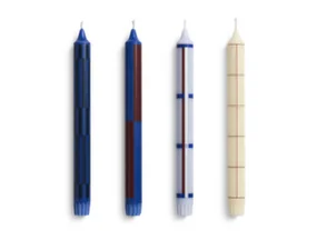 Sviečky Pattern Candle set 4ks, blue and silver