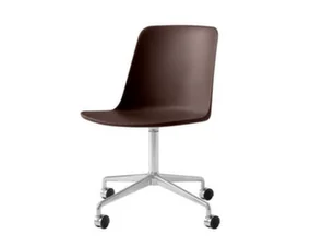 Kancelárska stolička Rely HW21, polished aluminium / burnt umber