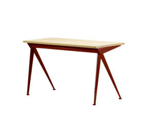 Stôl Compas Direction, solid natural oak top table/Japanese red base