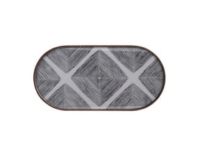 Podnos Glass Tray Oblong, Slate Linear Squares