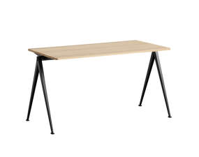 Pracovný stôl Pyramid Table 01, 140 x 65 x 74 cm, black powder coated steel / matt lacquered solid oak