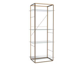 Policová zostava Florence Shelf Large, raw gold frame / clear glass shelves