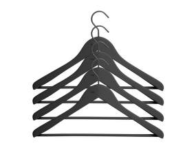 Ramienka Soft Coat Hanger Wide Black w. Bar, set 4ks