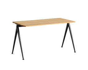 Pracovný stôl Pyramid Table 01, 140 x 65 x 74 cm, black powder coated steel / clear lacquered solid oak