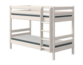 Detská poschodová posteľ Classic, rovný rebrík, white washed