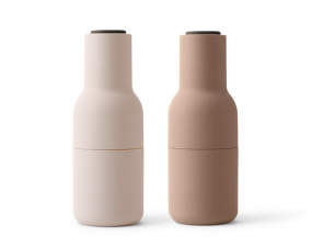 Mlynčeky na soľ a čierne korenie Bottle, set 2ks, nudes, walnut lid