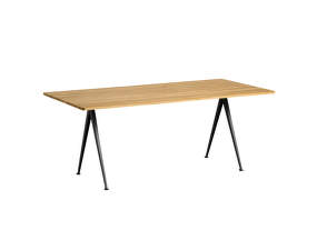 Jedálenský stôl Pyramid Table 02, 190 x 85 x 74 cm, black powder coated steel / clear lacquered solid oak