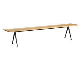 Lavica Pyramid Bench 12 250 cm, black powder coated steel / clear lacquered solid oak