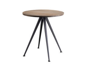 Ex-display kaviarenský stolík Pyramid Table 21, Ø70 x 74 cm, black powder coated steel / smoked solid oak