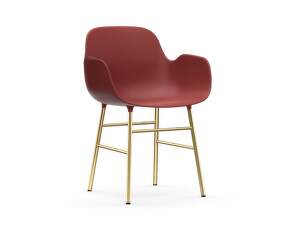Stolička Form s podpierkami rúk, red/brass