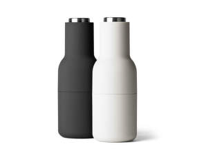 Mlynčeky na soľ a čierne korenie Bottle, set 2ks, ash-carbon, steel lid
