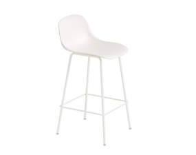 Barová stolička Fiber Stool 65cm s opierkou, Tube Base, natural white