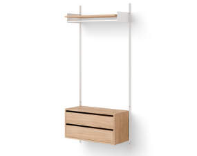 Policová zostava Wardrobe Shelf Cabinet w. Drawers 1, oak/white