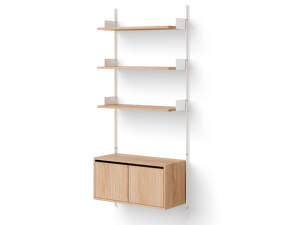 Policová zostava Wall Shelf 1900 Cabinet Low w. Doors, oak/white