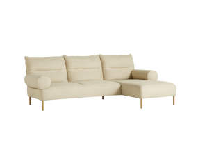 3-miestna pohovka Pandarine, right, cylindrical armrest, lint beige / oiled solid oak