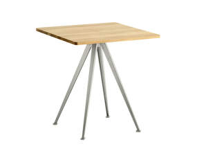 Kaviarenský stolík Pyramid Table 21, 70 x 70 x 74 cm, beige powder coated steel / clear lacquered solid oak