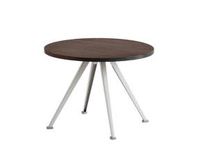 Konferenčný stolík Pyramid Coffee Table 51, Ø60 x 44 cm, beige powder coated steel / smoked solid oak