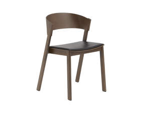 Stolička Cover Side Chair, refine leather black / stained dark brown