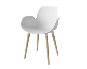 Jedálenská stolička Seed Wood s podrúčkami, white pigmented oak / white