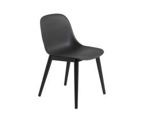 Stolička Fiber Side Chair Wood Base, black