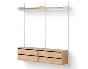 Policová zostava Wardrobe Shelf Cabinet w. Drawers, oak/white