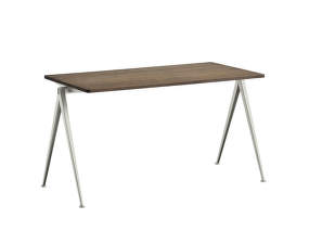 Pracovný stôl Pyramid Table 01, 140 x 65 x 74 cm, beige powder coated steel / smoked solid oak