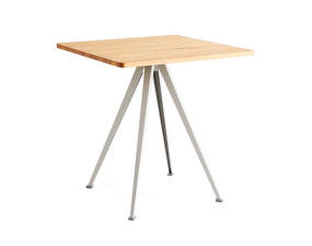 Kaviarenský stolík Pyramid Table 21, 70 x 70 x 74 cm, beige powder coated steel / oiled solid oak