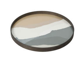 Podnos Glass Tray Round L, slate wabi sabi