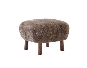 Pouf Little Petra ATD1, walnut / sheepskin Sahara