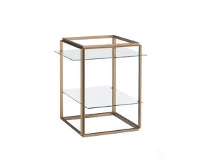 Policová zostava Florence Shelf Small, raw gold frame / clear glass shelves