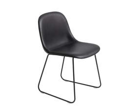 Stolička Fiber Side Chair Sled Base, black leather