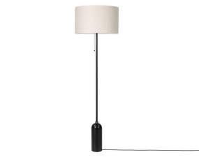 Stojacia lampa Gravity, blackened steel/canvas shade