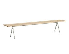 Lavica Pyramid Bench 12 250 cm, beige powder coated steel / matt lacquered solid oak