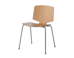 Jedálenská stolička Valby, chrome steel/lacquered oak
