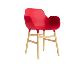 Stolička Form s podpierkami rúk, bright red/oak