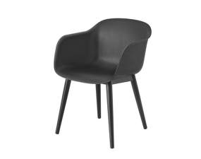 Stolička Fiber Armchair Wood Base, black