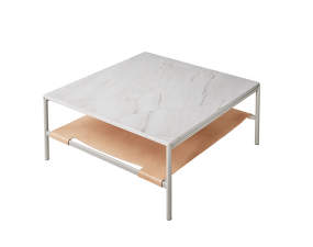 Konferenčný stolík Mies, white marble/natural leather