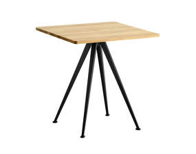 Kaviarenský stolík Pyramid Table 21, 70 x 70 x 74 cm, black powder coated steel / clear lacquered solid oak