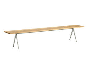 Lavica Pyramid Bench 12 250 cm, beige powder coated steel / clear lacquered solid oak