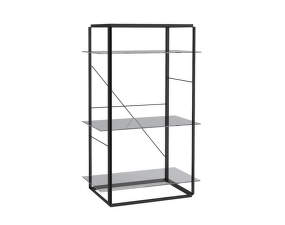 Policová zostava Florence Shelf Medium, iron black frame / smoked glass shelves