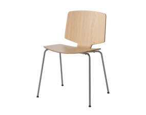Jedálenská stolička Valby, chrome steel/white pigmented lacquered oak