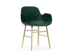 Stolička Form s podpierkami rúk, green/brass