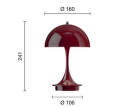 Prenosná lampa Panthella 160 V3, opaque burgundy