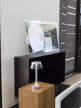 Prenosná lampa Bon Jour Unplugged, matte chrome/transparent