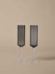 Poháre na šampanské Ripple Flutes set 2 ks, smoked grey
